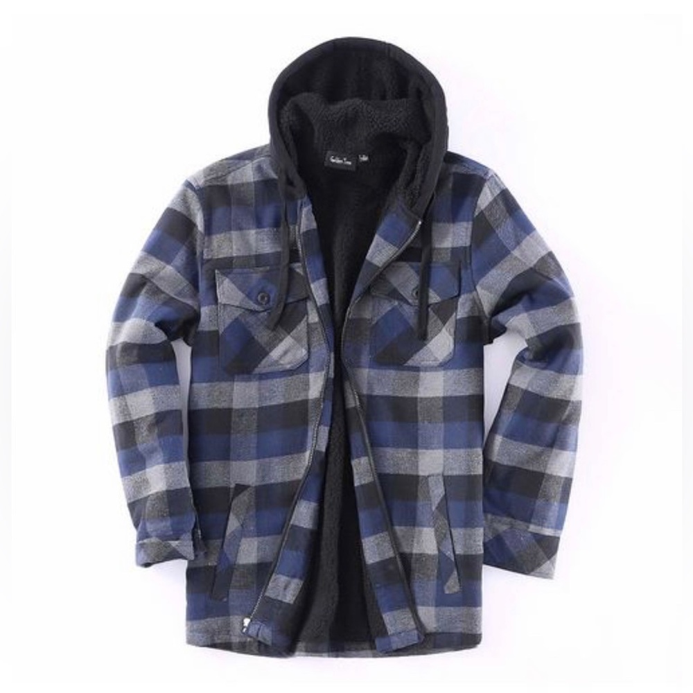 Flannel fleece lined hoodie flannel size XXL brand new with side pockets
